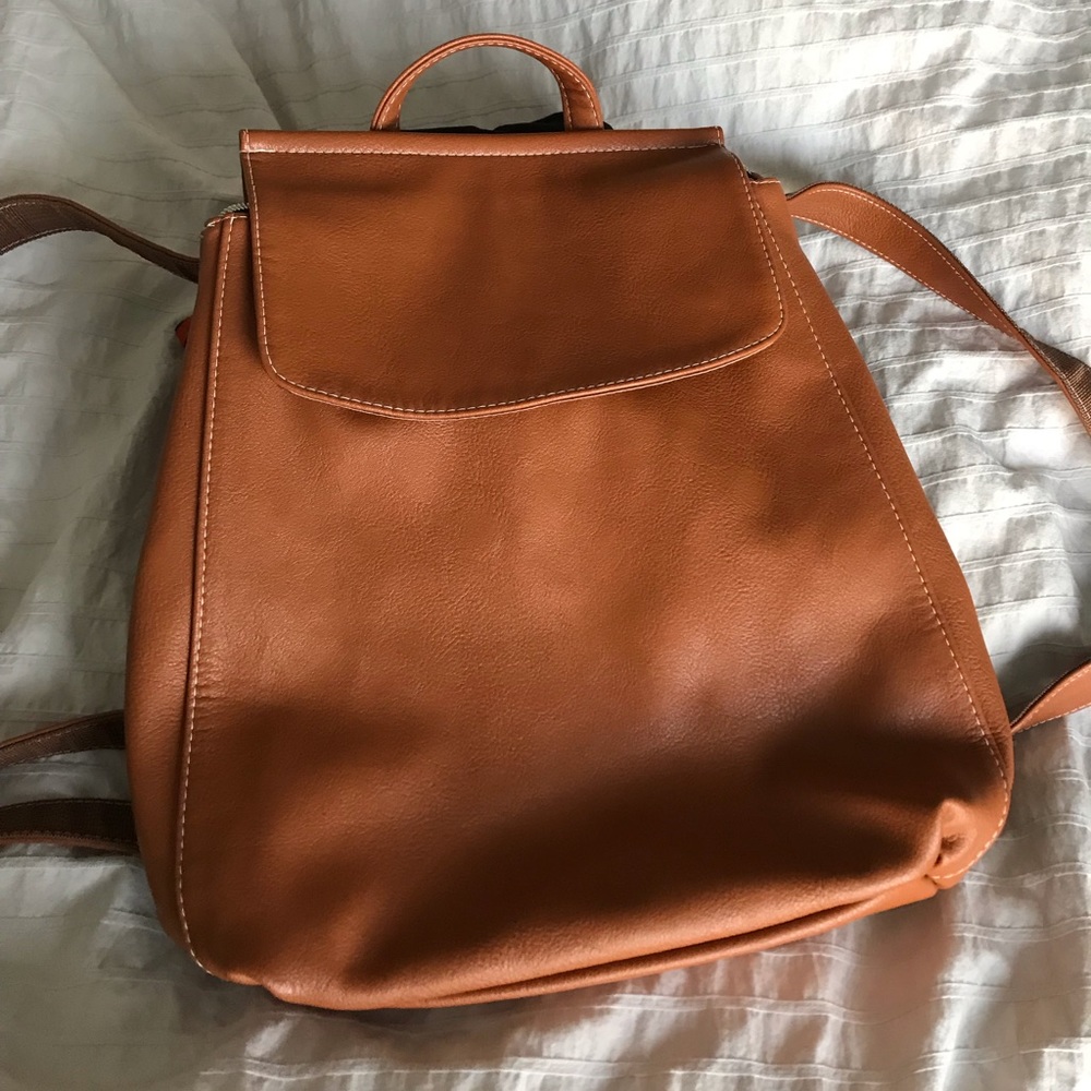 Brown Leather Convertible Backpack/Crossbody Purse